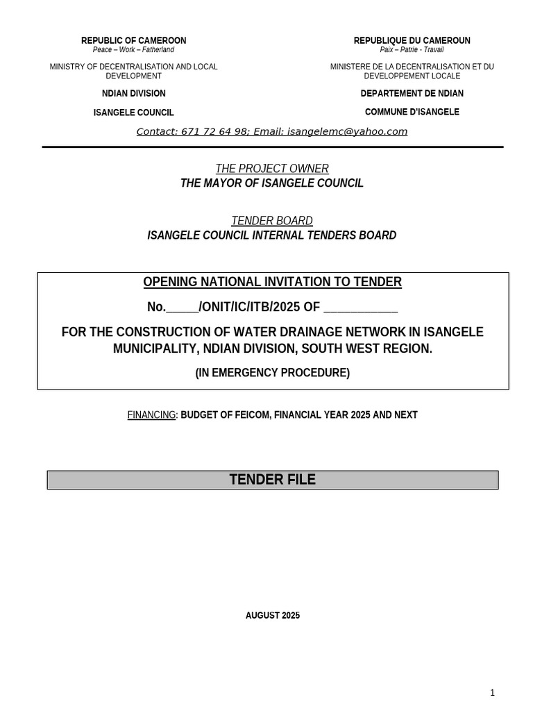Tender - File - WATER DRAINAGE NETWORK | PDF