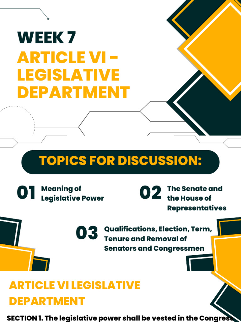 Week 7 Article Vi - Legislative Department | PDF | United States ...