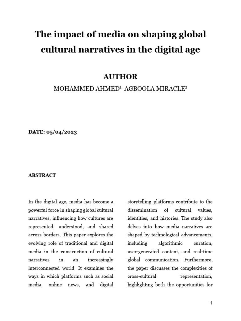 Theimpactofmediaonshapingglobalculturalnarrativesinthedigitalage | PDF ...