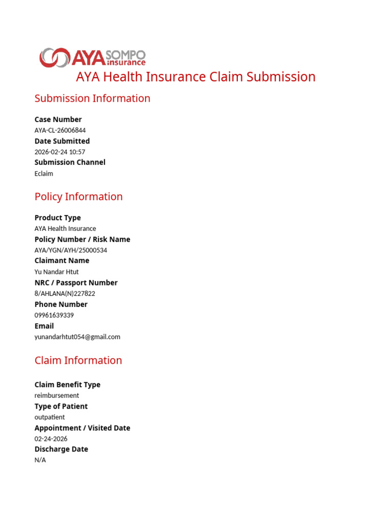 E Claim Submission NonMotor AYAHealth Eclaim 699d28ad5974cdabbe88a5d6 ...