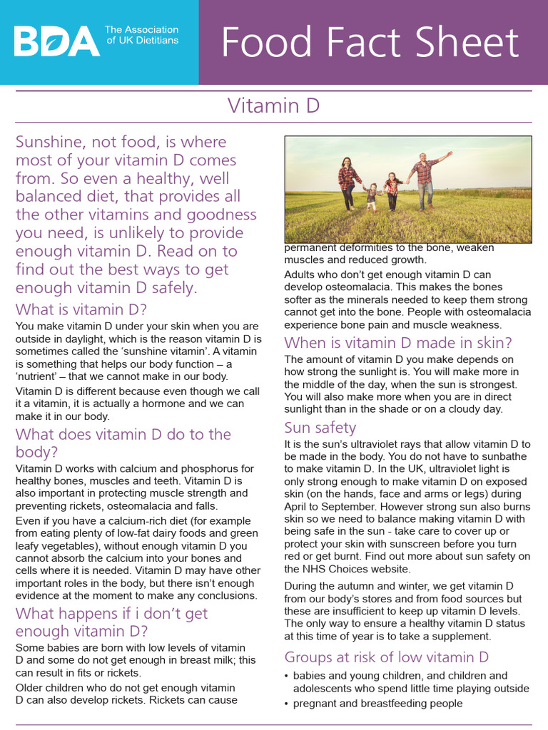 Vitamin D Food Fact Sheet | PDF | Vitamin D | Vitamin
