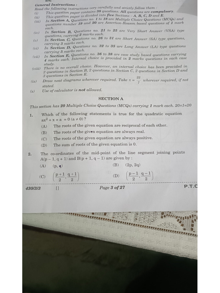 Set 3 Mathematics Basic | PDF