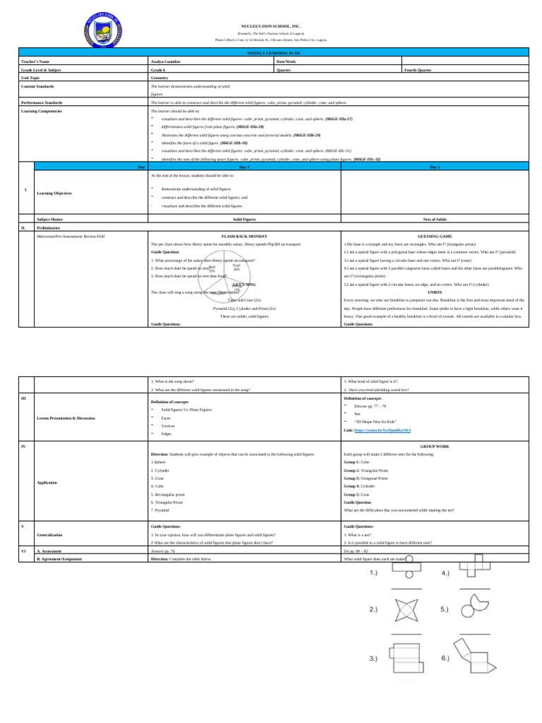 Lesson Plan 6 | PDF | Rectangle | Shape