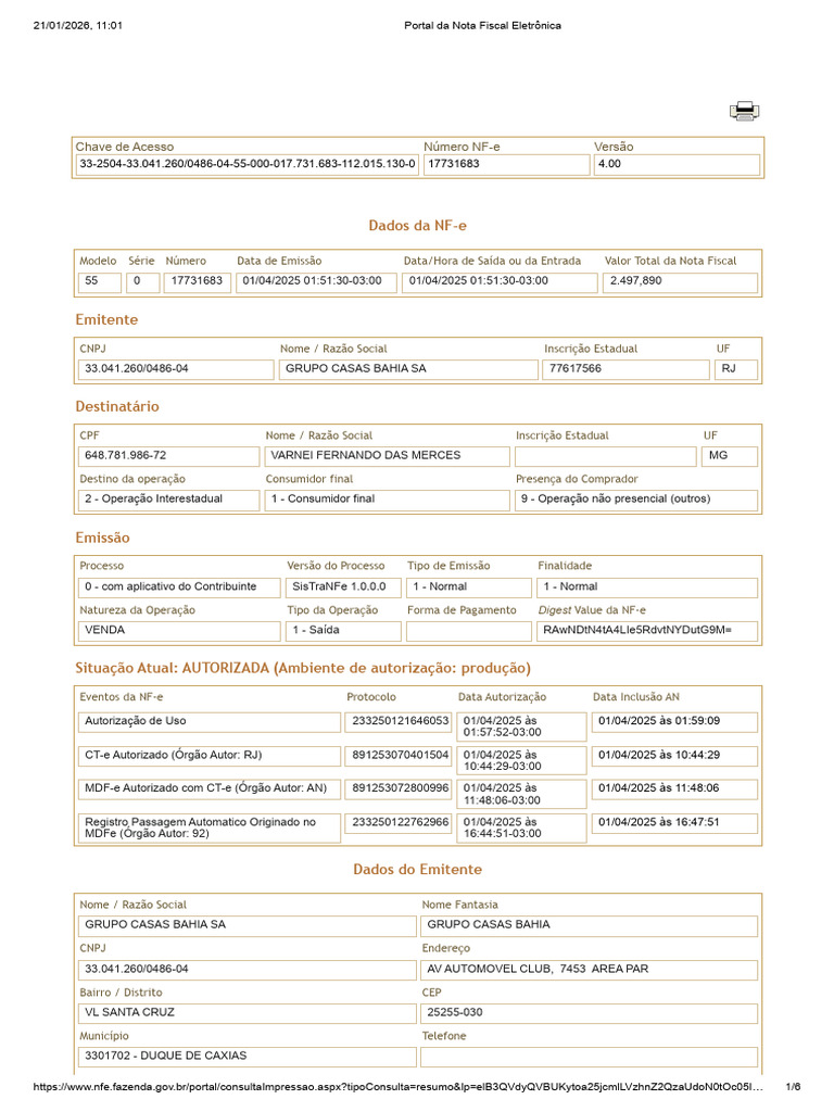 Portal Da Nota Fiscal Eletrônica 2 | PDF | Recibo | Business