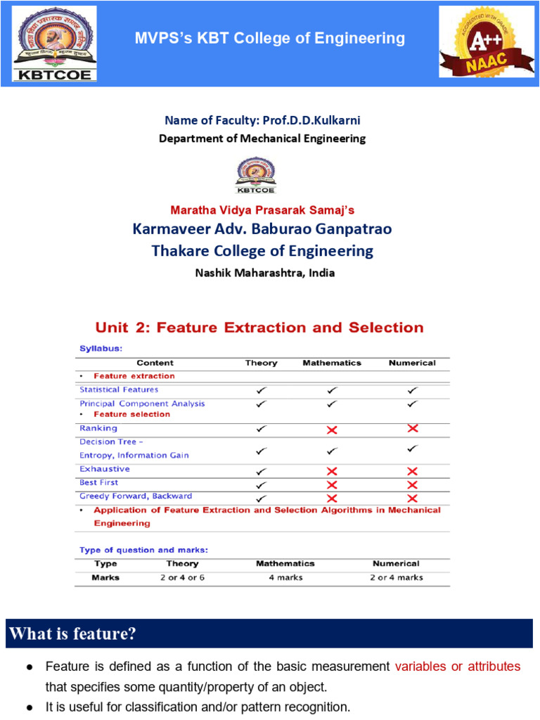 Unit-2 - Feature Extraction and Selection | PDF | Principal Component ...
