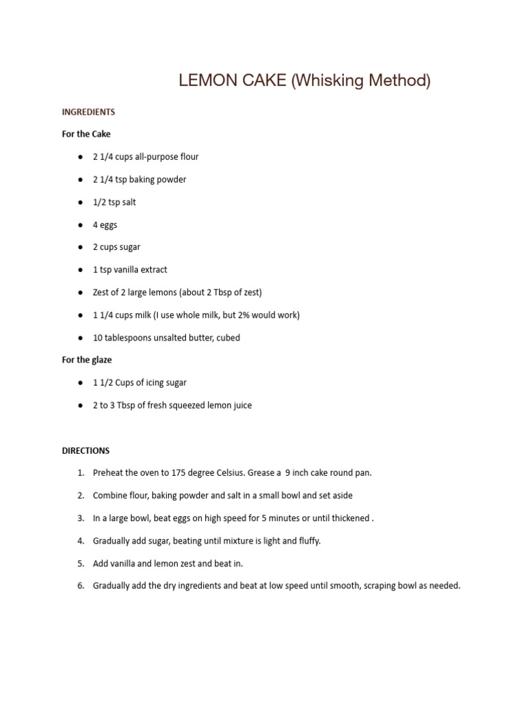Lemon Cake | PDF