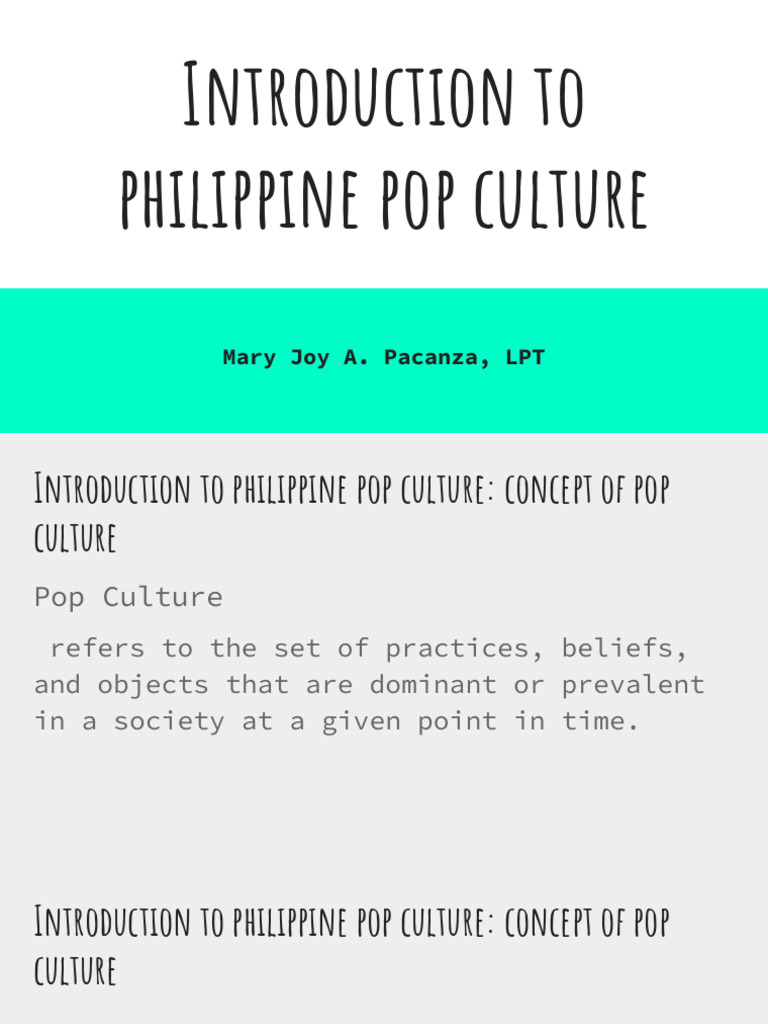Introduction To Philippine Pop Culture | PDF