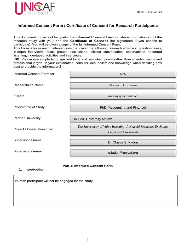 Ambunya Norman - UU Informed Consent Form | PDF