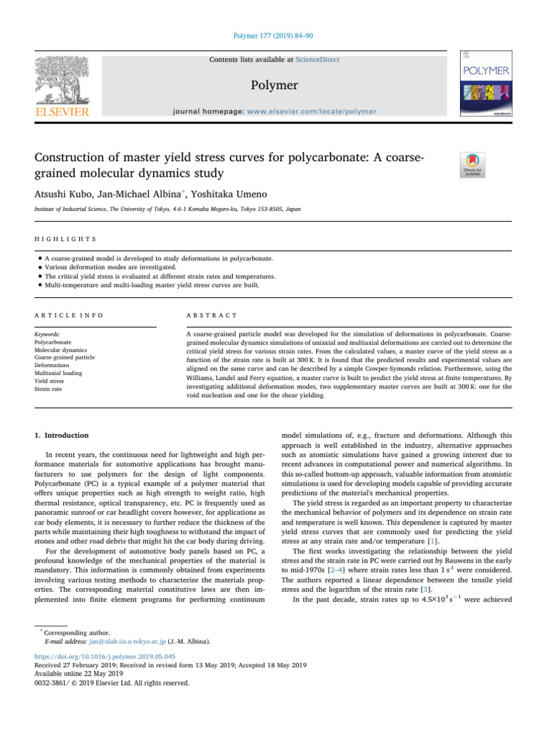 Construction of Master Yield Stress Curves For Polycarbonate | PDF ...