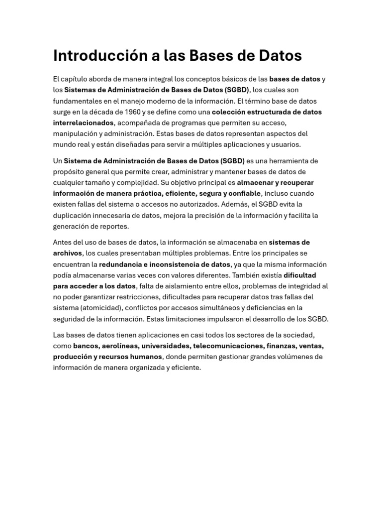 Introduccion a Base de Datos | PDF | Bases de datos | Datos