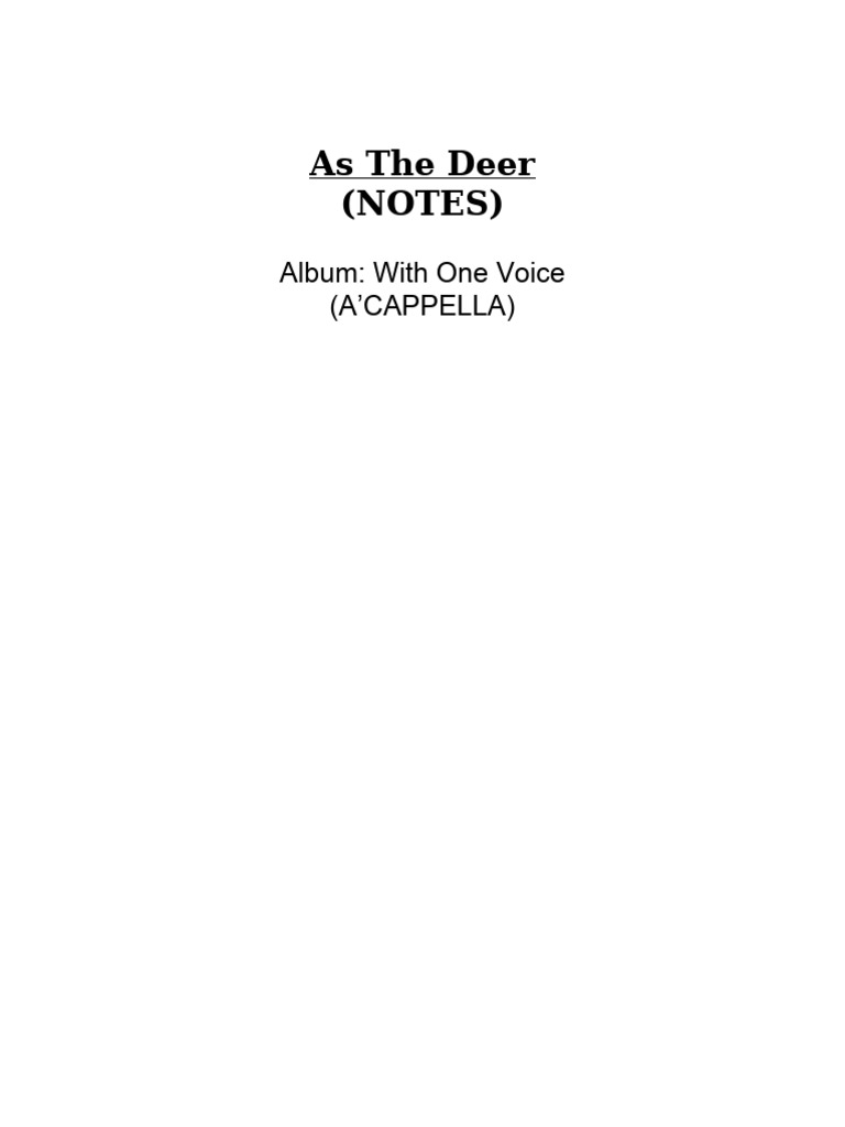 As The Deer Notes | PDF