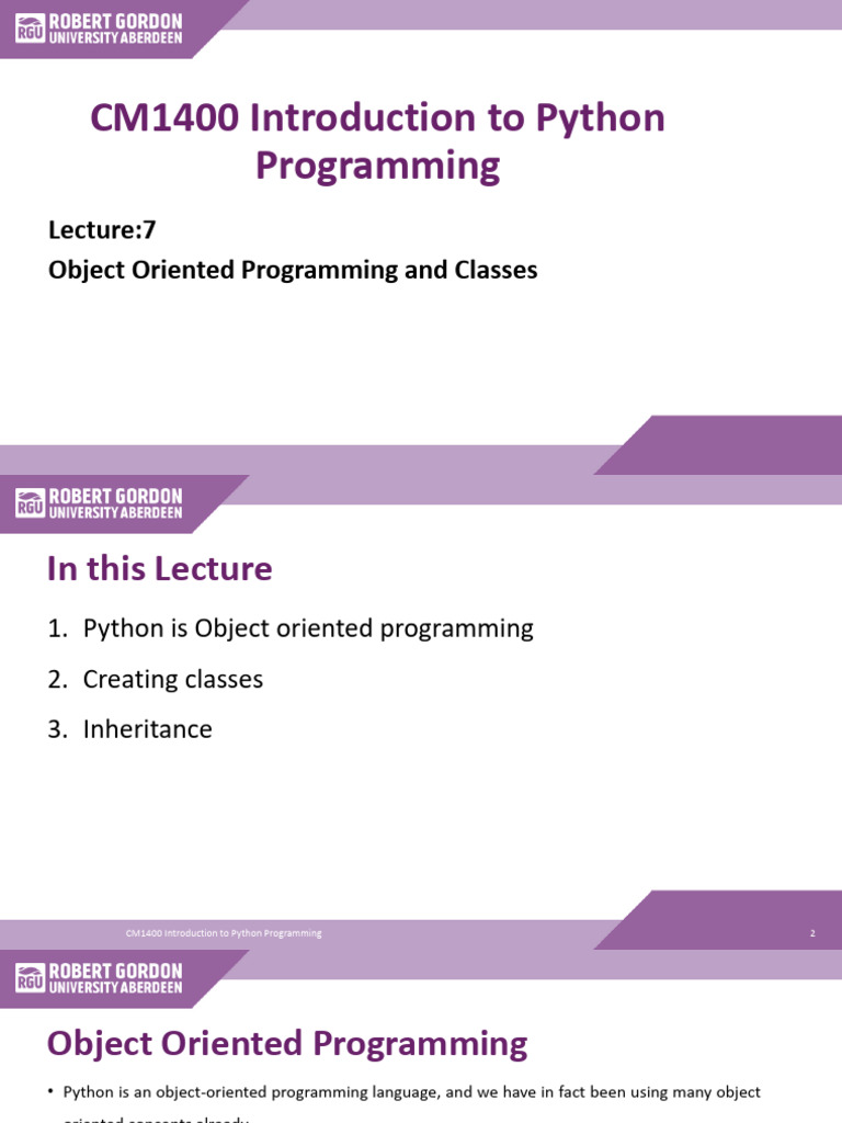 Lecture 7 Object Oriented Programming and Classes | PDF | Method ...