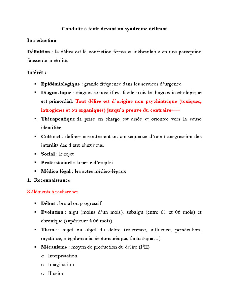 CAT Devant Un Syndrome Délirant | PDF | Délire | Hallucination