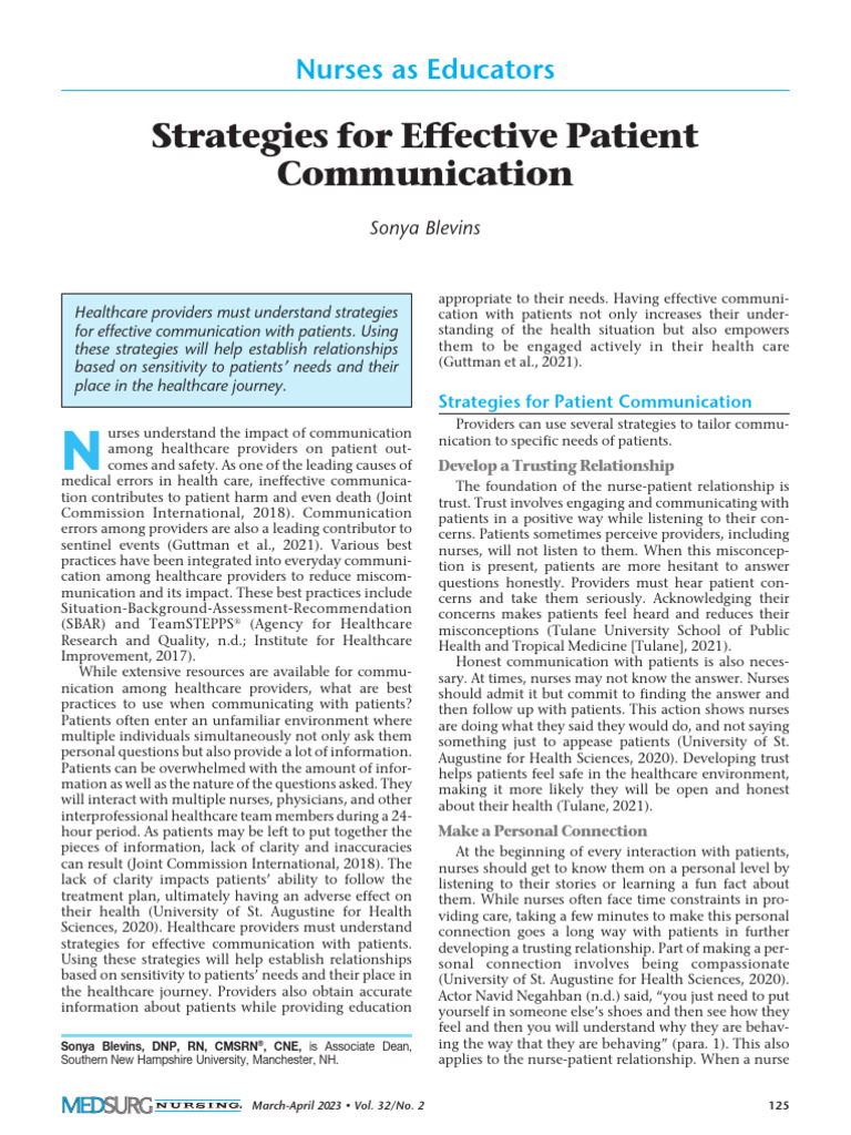 Strategies For Effective Patie | PDF | Communication | Health Care