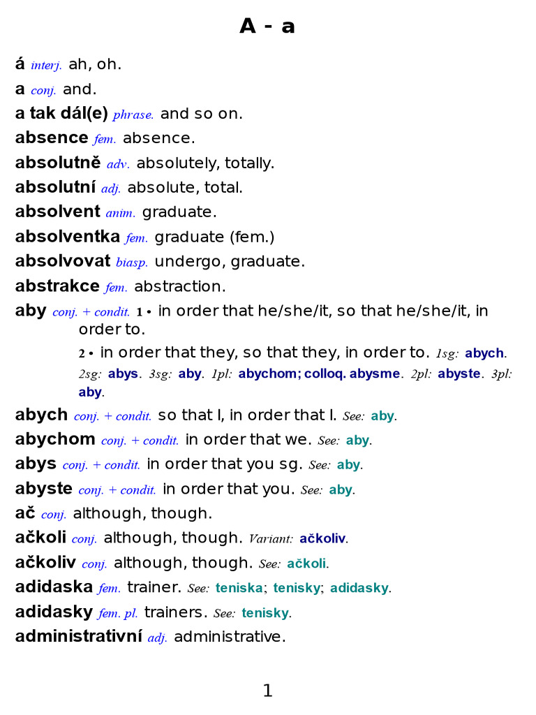 Czech Lexicon For Learners | PDF