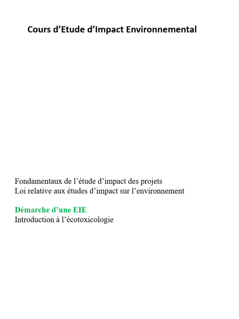 EIES Chapitre 4 Démarche D'une EIE | PDF | Environnement naturel | la ...