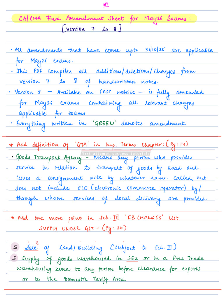 Amendment Sheet - Version 7 To 8 | PDF | Payments | Government Finances