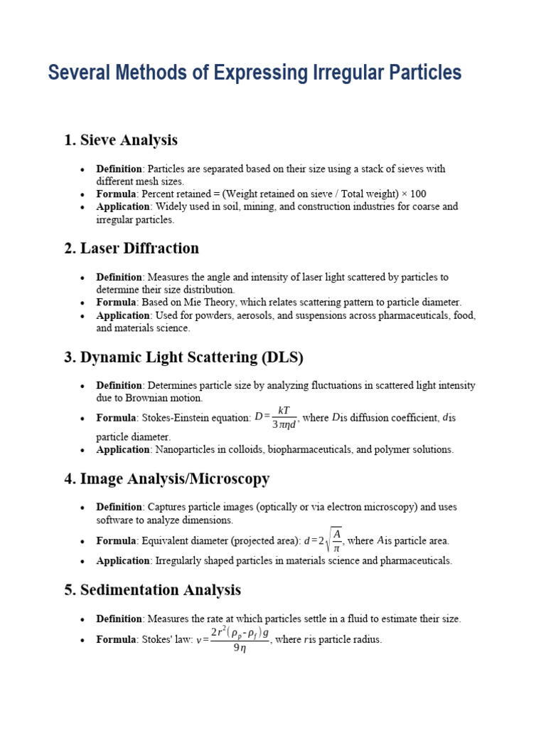 Severals Methods of Expressing Irregular Particles | PDF | Applied And ...