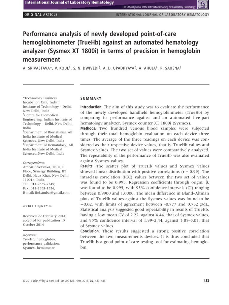 (2015) Performance Analysis of Newly Developed Point-Of-care ...