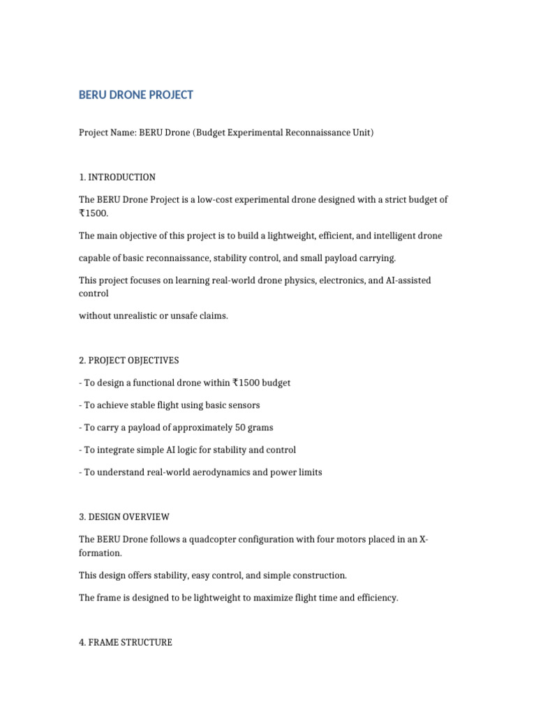 BERU Drone Project Full Details | PDF | Unmanned Aerial Vehicle ...