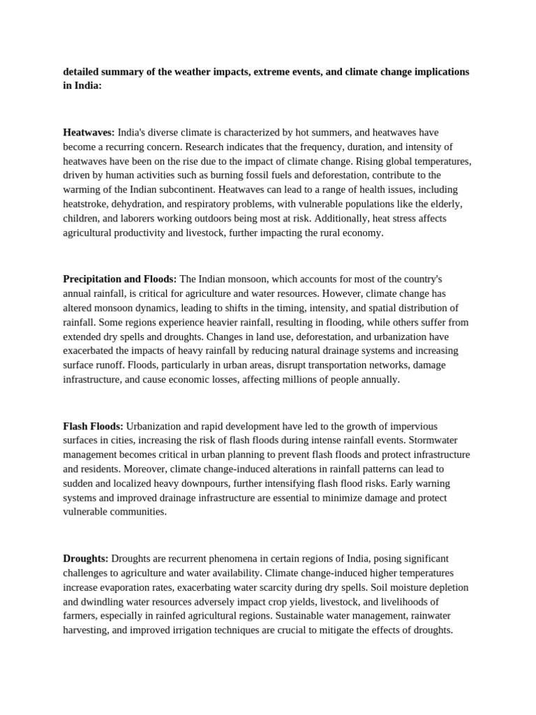 Summary of Climate Change Impact | PDF | Drought | Climate Change