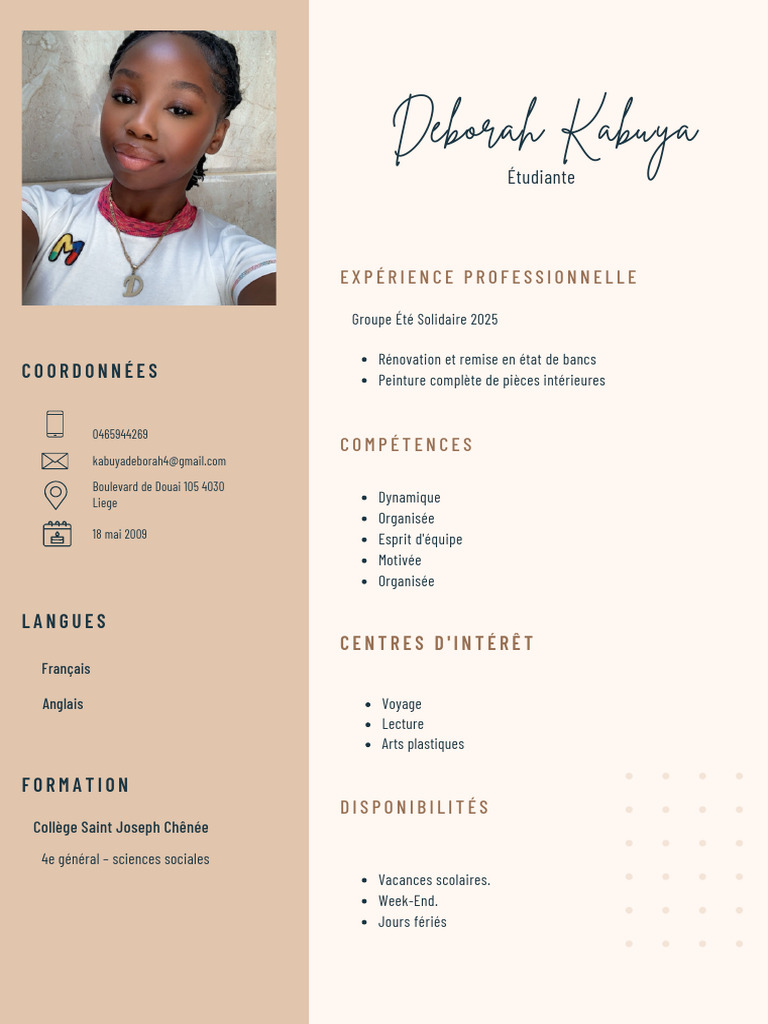 CV Professionnel Simple Pastel Et Féminin Beige Et Marron PDF | PDF