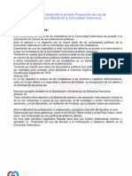 Proposición de Ley de Transparencia y Gobierno Abierto en La Comunitat Valenciana