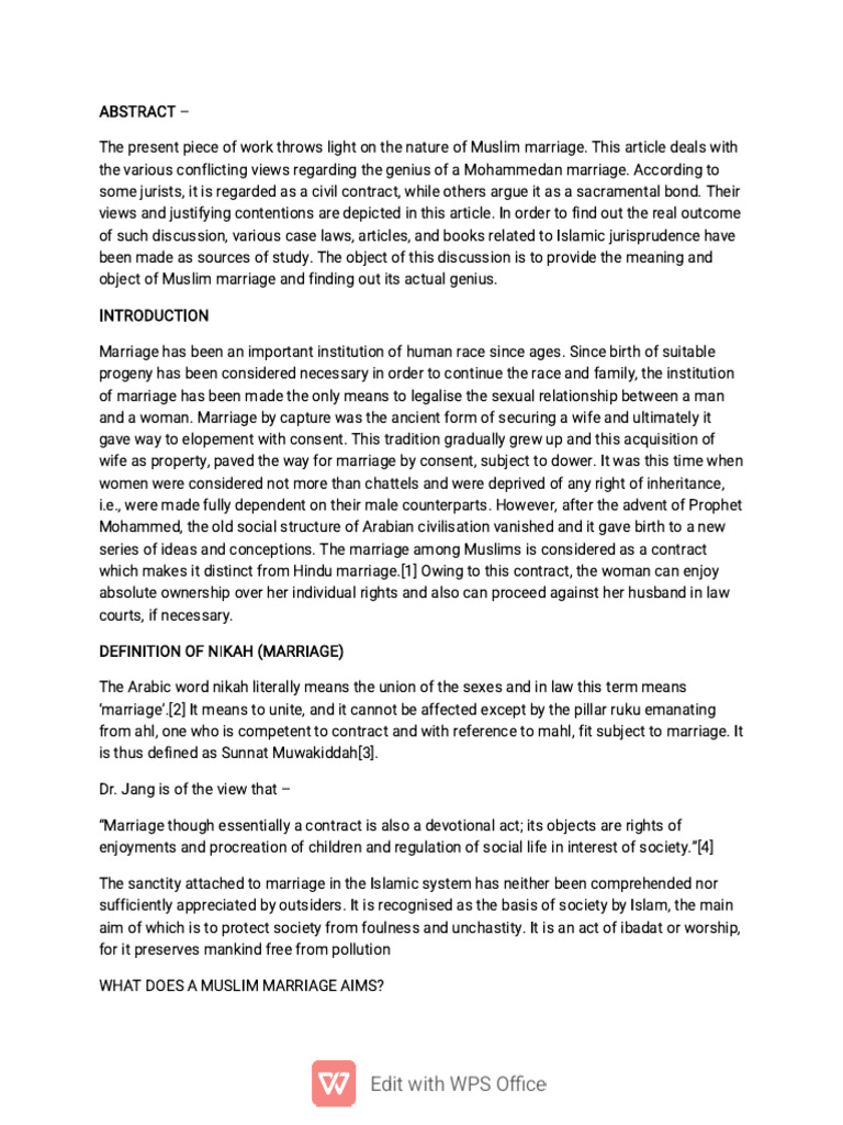 Muslim Sacrement or Contract | PDF | Marriage | Chastity