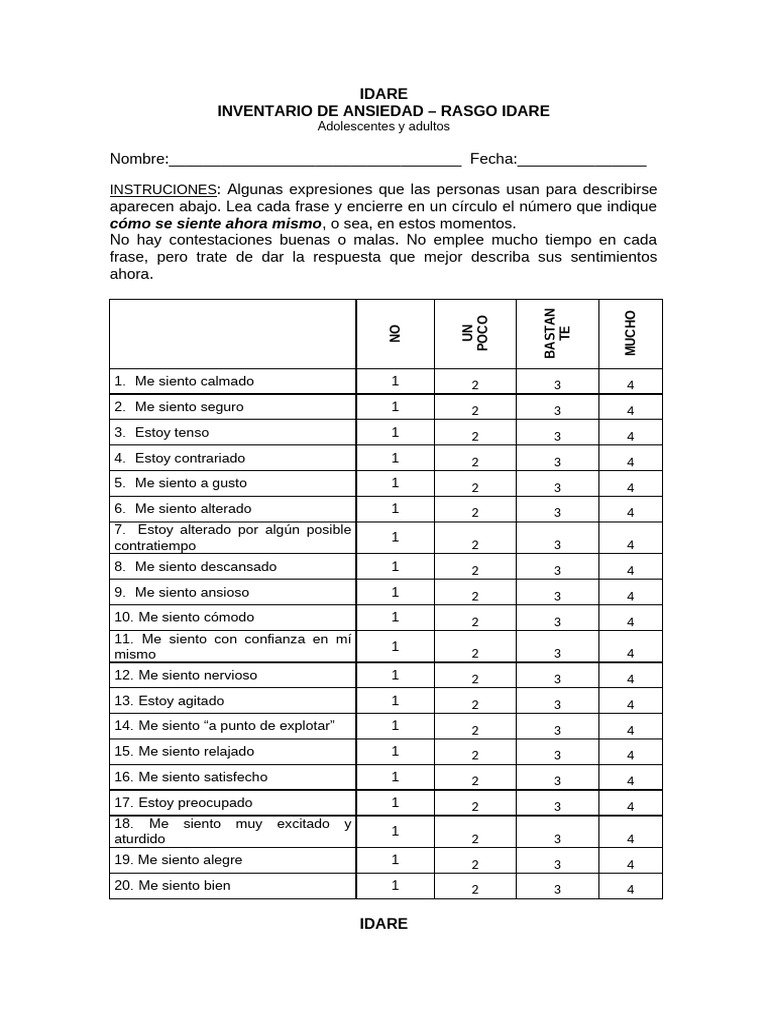 Idare Ansiedad Aa | PDF