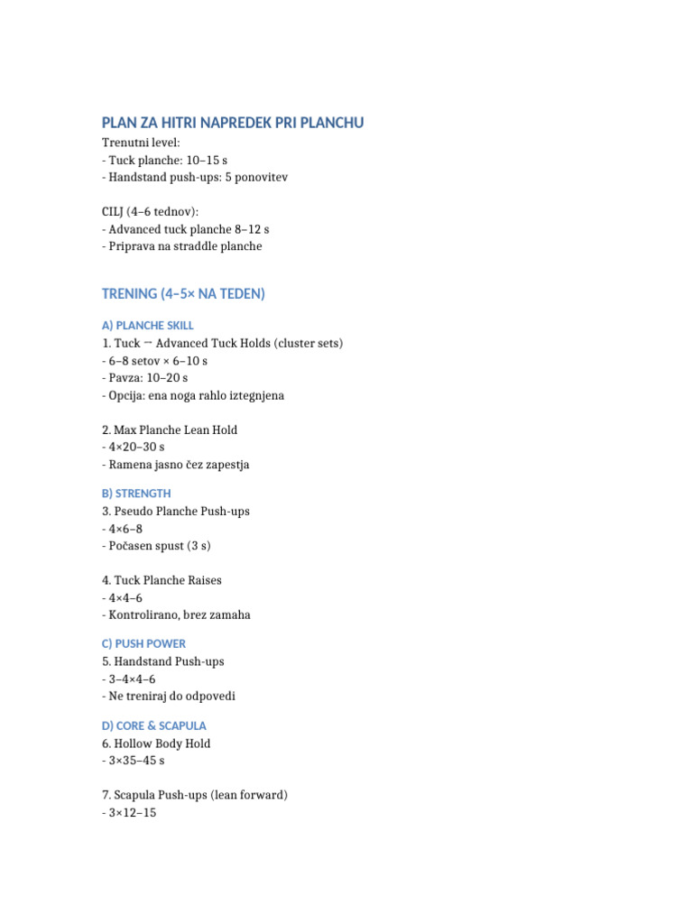 Planche Program | PDF