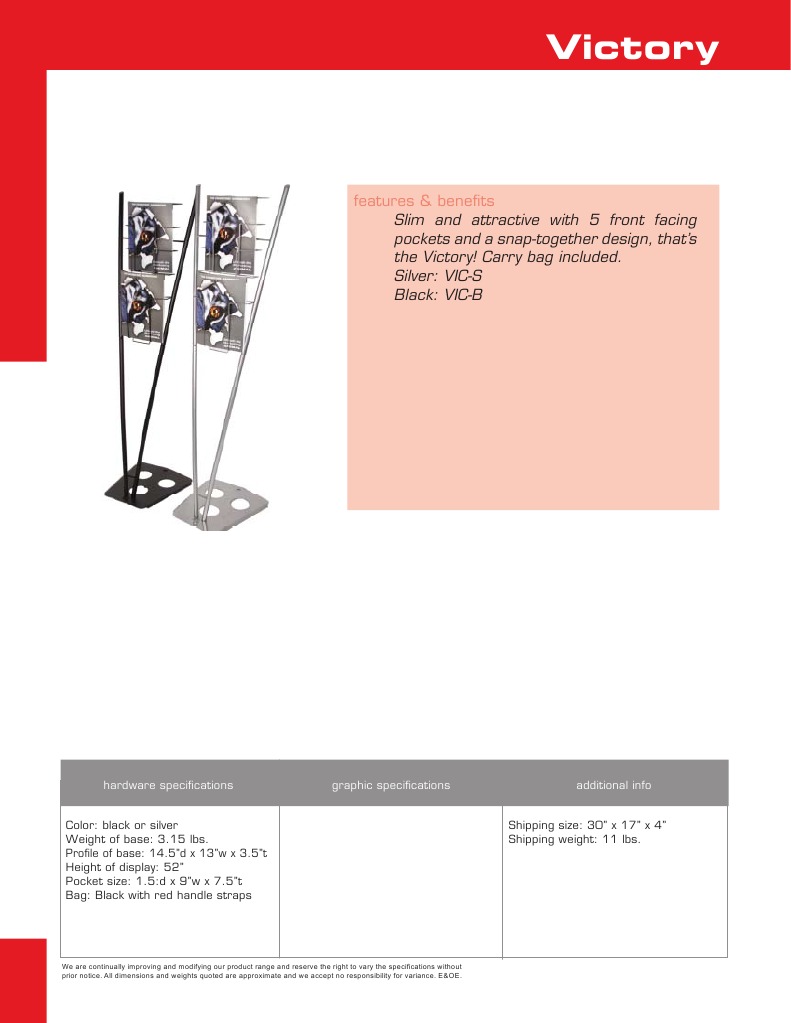 Victory Display Rack Specifications | PDF