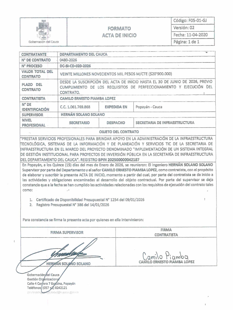 Acta de Inicio | PDF