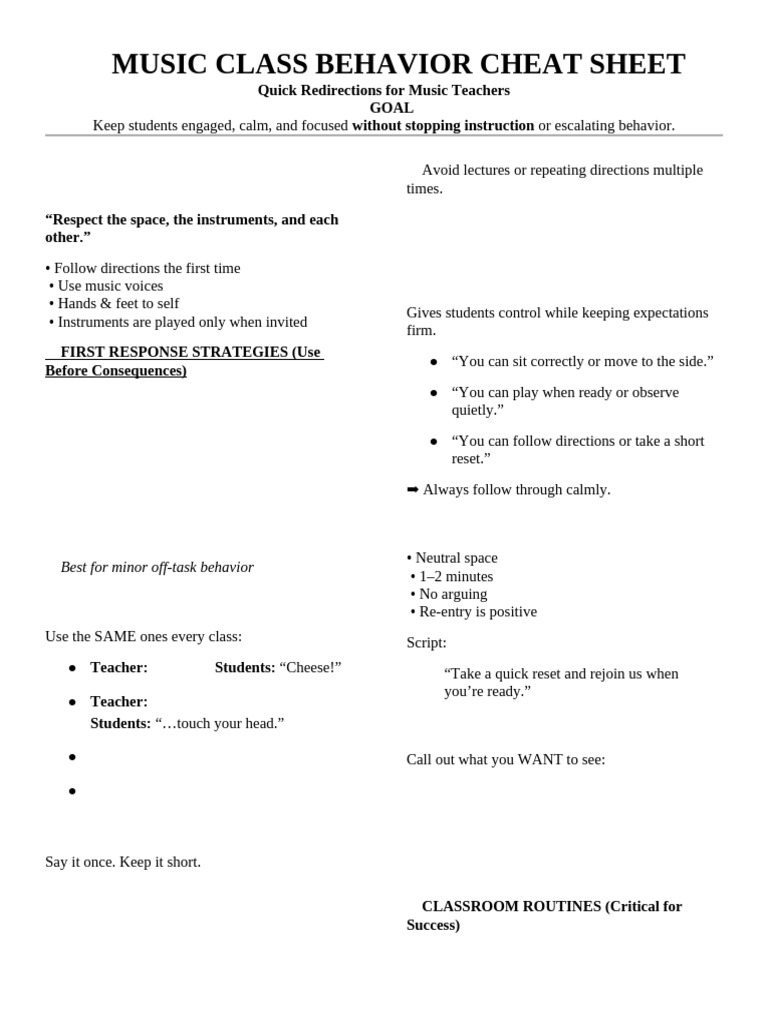 Music Teacher - Redirection Script | PDF | Psychology | Behavioural ...