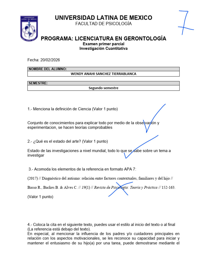 Examen Primer Parcial Investigación Cuantitativa UNILAT WAST | PDF ...