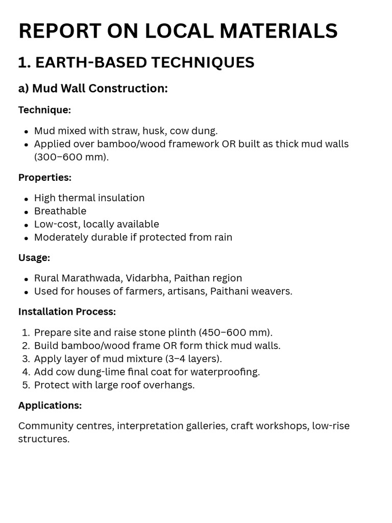 Report On Local Materials | PDF