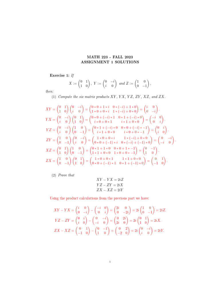 MATH 223 - Fall 2025 - A1 Solutions | PDF | Linear Subspace | Functions ...