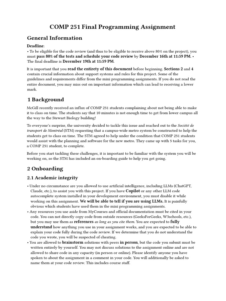 COMP251 Final Assignment | PDF | Computing | Computer Science