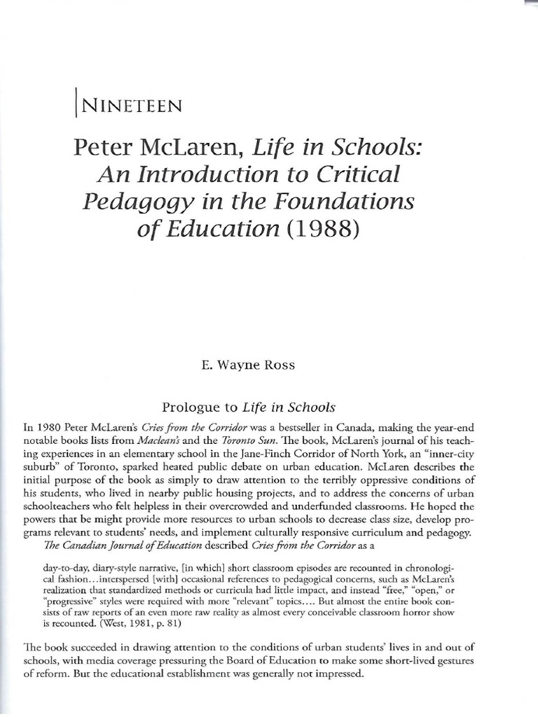 Peter McLaren Life in Schools | PDF