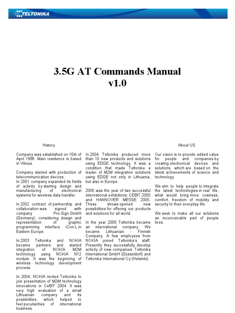 3.5G AT Commands Guide v1.0 | PDF