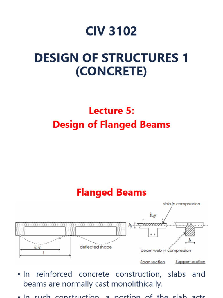 LN5. Design of Flanged Beams | PDF | Beam (Structure) | Composite Material