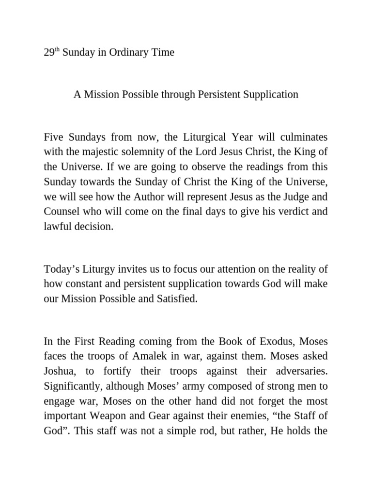29th Sunday in Ordinary Time | PDF | Jesus | God In Christianity