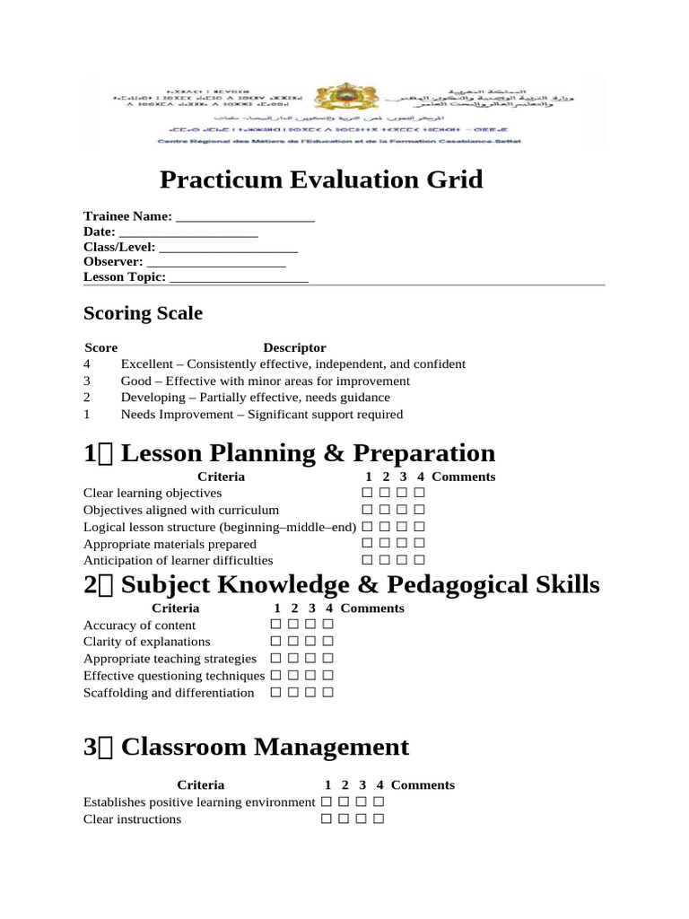 Practicum Evaluation Grid | PDF | Intelligence | Human Communication
