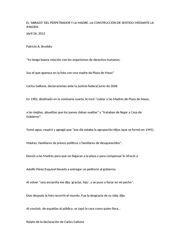 Brodsky Abrazo Del Perpetrador y La Madre | PDF