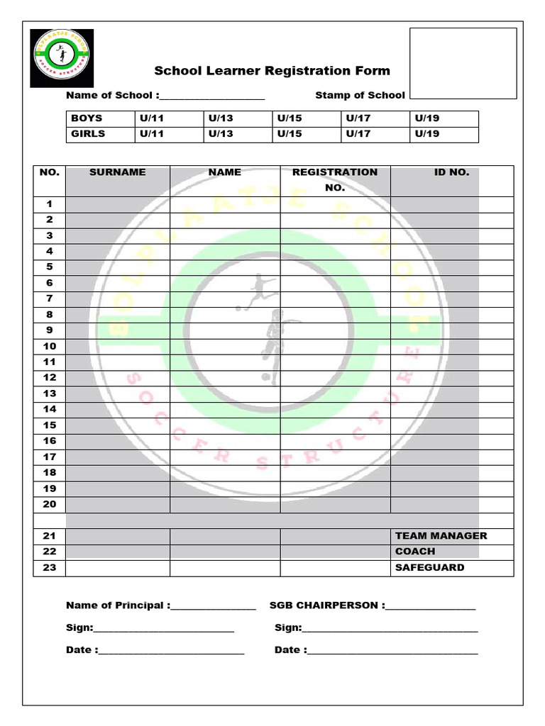School Learner Registration Form 2026 | PDF