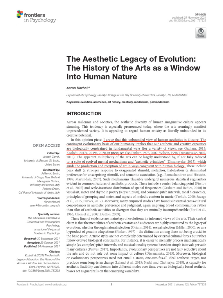 The Aesthetic Legacy of Evolution The History of T | PDF | Aesthetics ...