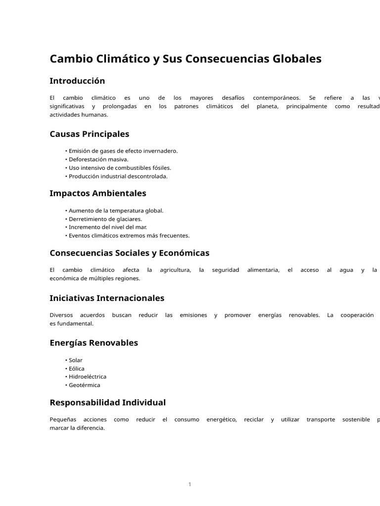 Archivo 2 Cambio Climatico Y Sus Consecuencias Globales | PDF