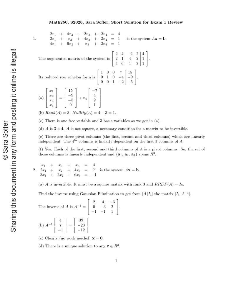 Sol REV 1 S2026 | PDF | Mathematical Objects | Linear Algebra