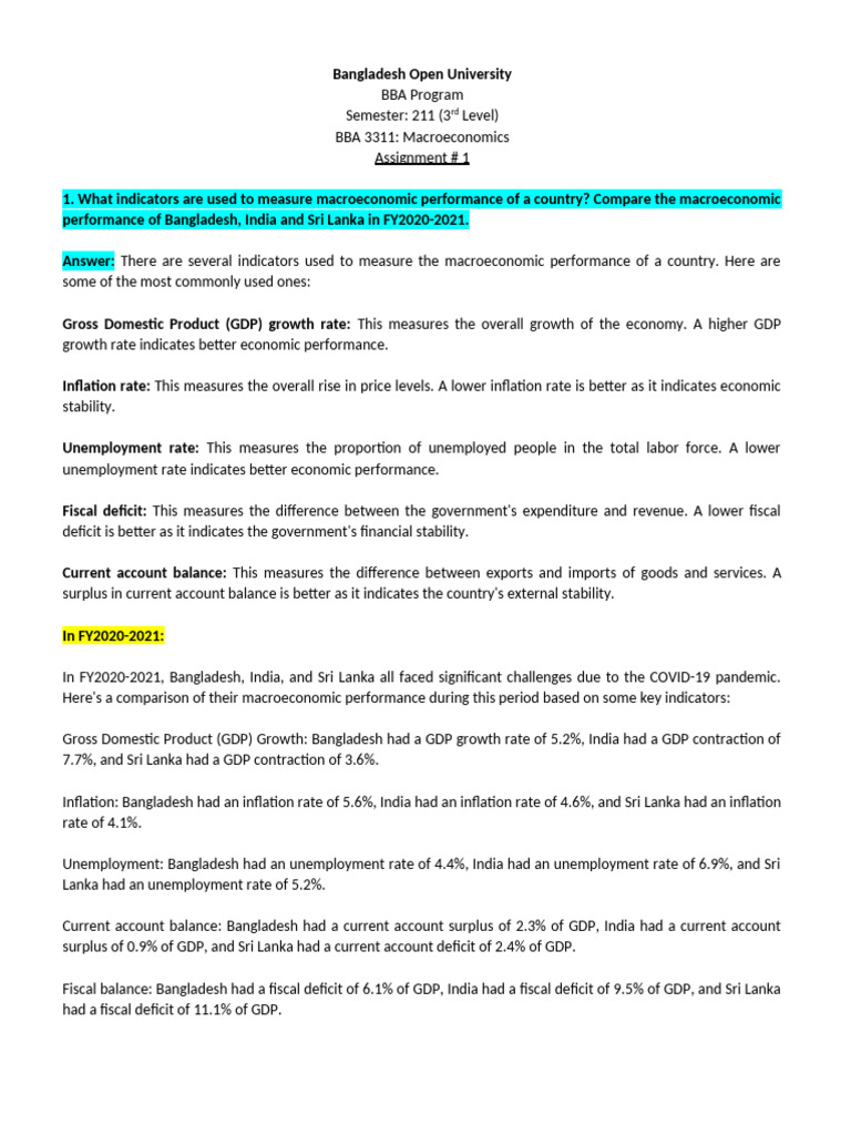 Macroeconomics - Assignment 1 Answer | PDF | Gross Domestic Product ...