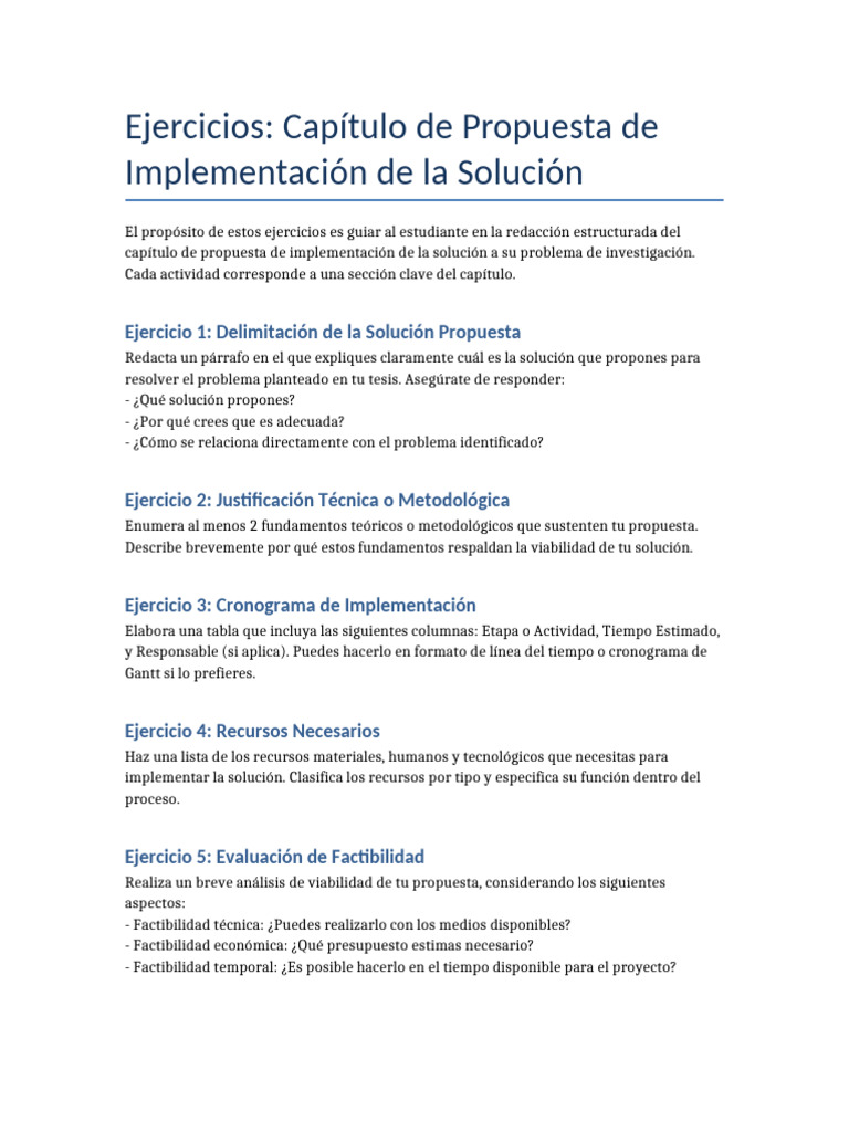 Ejercicios Propuesta Implementacion Tesis | PDF