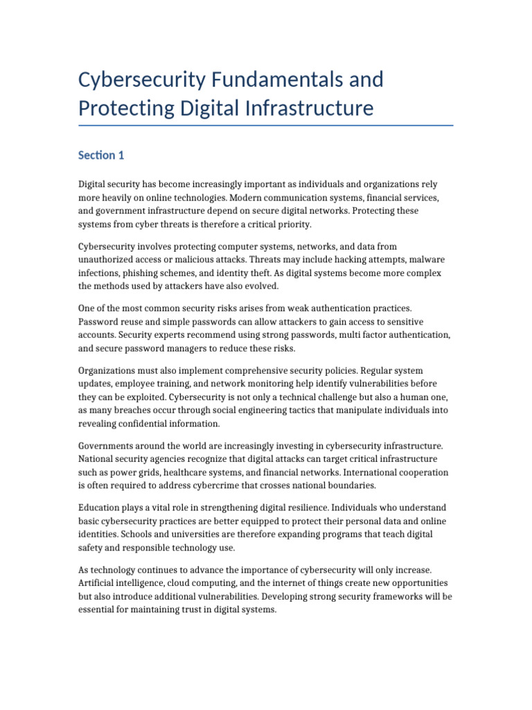 Document8 Cybersecurity Long | PDF | Security | Computer Security